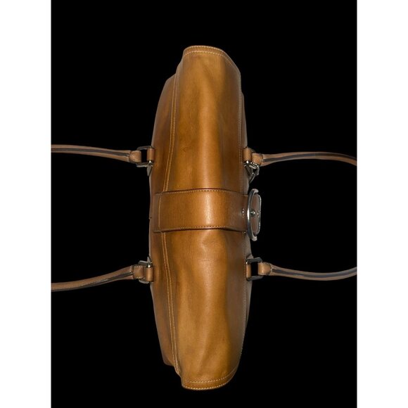 VTG Coach Soho Hampton Buckle Flap Satchel 9550 Tan Leather Nickel Y2K Bag - Picture 5 of 8